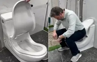 طراحی عجیب یک توالت برای دفع آسان‌تر؛ وضعیت صحیح دستشویی رفتن چگونه است؟
