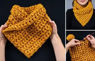 (ویدئو) آموزش بافت یک گردنی زمستانی با طرح برجسته
