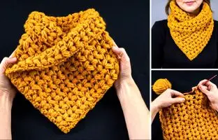 (ویدئو) آموزش بافت یک گردنی زمستانی با طرح برجسته