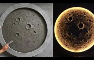 (ویدئو) با کمی سیمان ماه را روی دیوار طراحی کنید