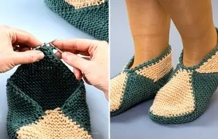 (ویدئو) آموزش بافتنی: برای سال تحویل این پاپوش سبز رو برای خودت بباف