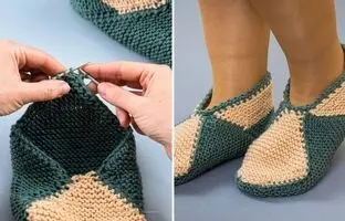 (ویدئو) آموزش بافتنی: برای سال تحویل این پاپوش سبز رو برای خودت بباف