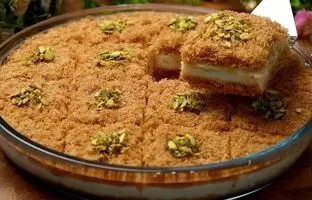 (ویدئو) طرز تهیه یک دسر عربی متفاوت و خوشمزه برای ماه رمضان