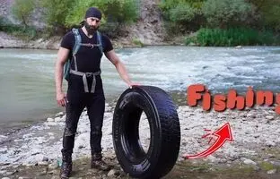 (ویدئو) ساخت یک تله بسیار کارآمد برای صید ماهی با لاستیک فرسوده خودرو