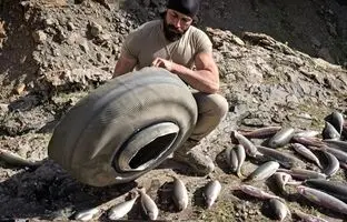 (ویدئو) ساخت یک تله ساده و جالب با لاستیک خودرو برای صید ماهی