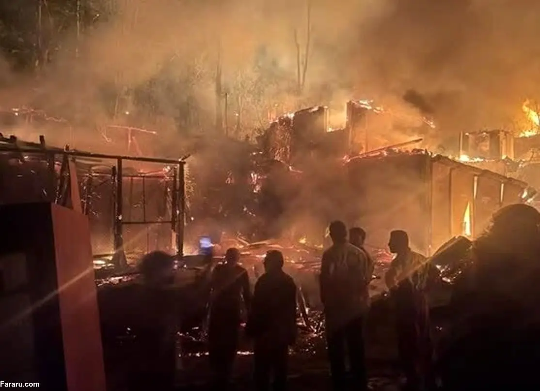 (ویدئو) خانه‌های چوبی امام‌زاده ابراهیم شفت در آتش سوخت