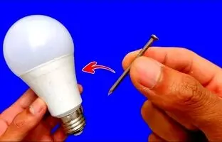 (ویدئو) چطور با یک عدد میخ، لامپ ال ای دی(LED) قدیمی را تعمیر کنیم؟