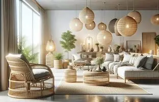 المان‌های حصیری و چوبی برای یک خانه با دکور تابستانی