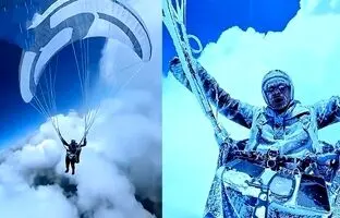 چترباز چینی در هوا یخ زد! + ویدئو