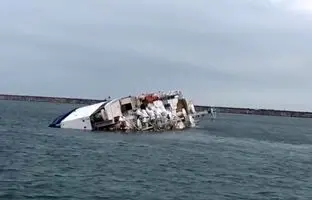 کشتی حامل گوسفند واژگون شد + ویدئو