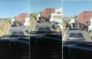 ویدئویی پربازدید از فرار دو زندانی از ماشین پلیس