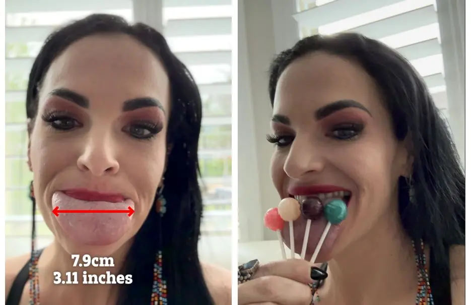 این زن با ۱۰ سانتیمتر عرض پهن ترین زبان جهان را دارد