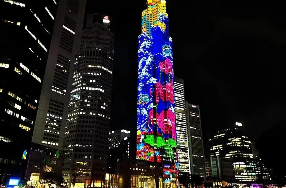 آسمان‌خراش سنگاپوری بوم نقاشی دیجیتال شد؛ ثبت ۳ رکورد جهانی گینس + ویدئو