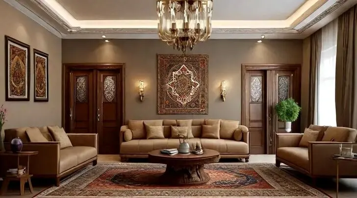 پیشنهاد هوش مصنوعی برای دکوراسیون اتاق نشیمن ایرانی