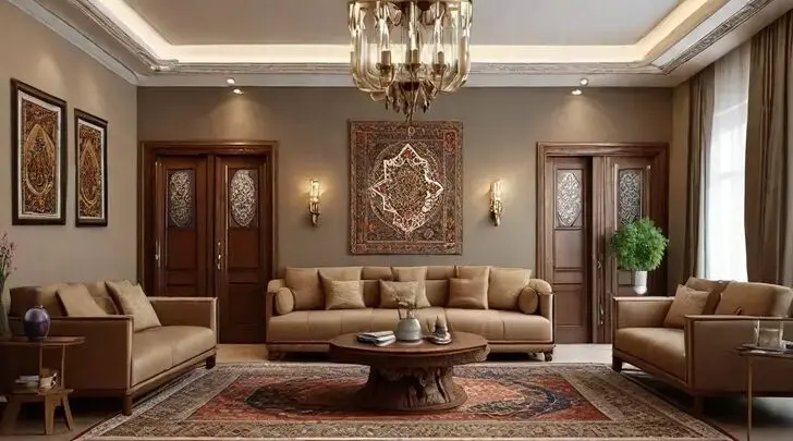 پیشنهاد هوش مصنوعی برای دکوراسیون اتاق نشیمن ایرانی
