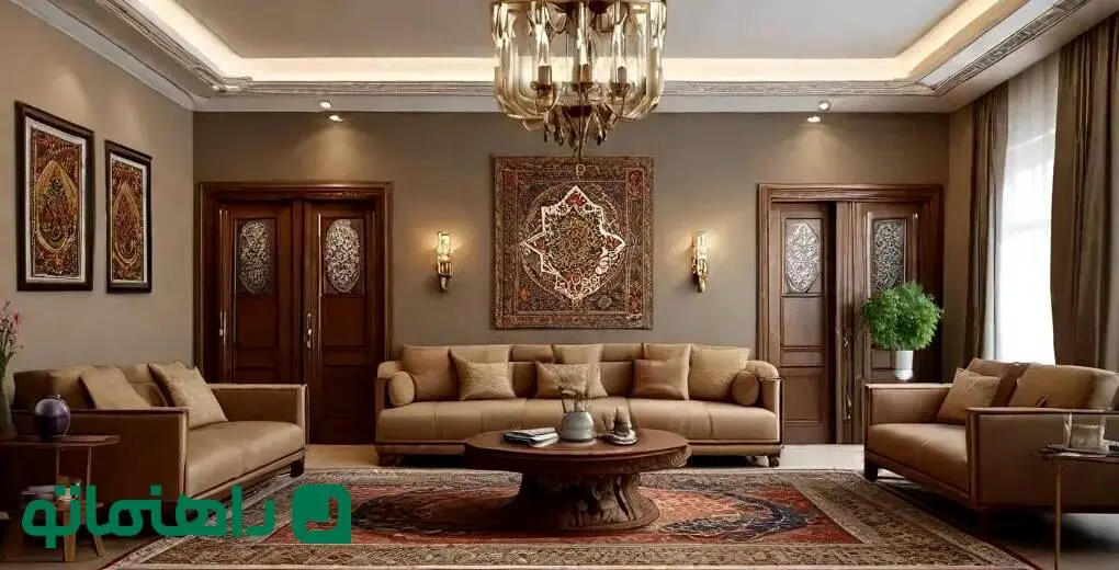 پیشنهاد هوش مصنوعی برای دکوراسیون اتاق نشیمن ایرانی