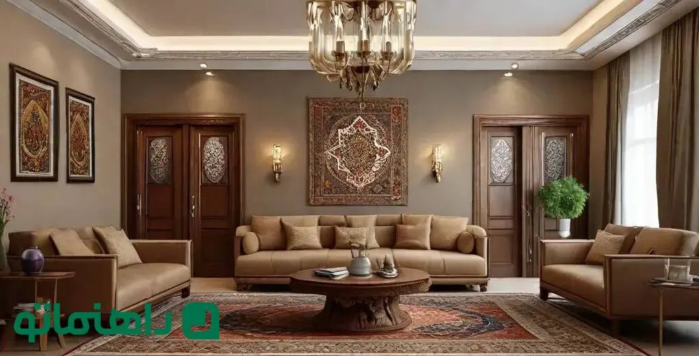 پیشنهاد هوش مصنوعی برای دکوراسیون اتاق نشیمن ایرانی