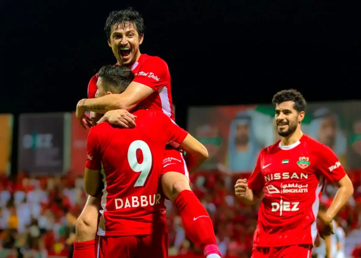 استایل عجیب سعید عزت اللهی در جشن قهرمانی شباب الاهلی امارات + عکس