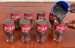 با بطری نوشابه و کمی سیمان یه گلدون متفاوت بساز + ویدئو