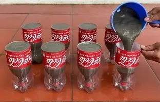 با بطری نوشابه و کمی سیمان یه گلدون متفاوت بساز + ویدئو