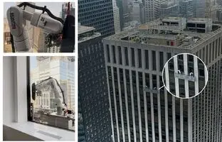 (ویدئو) برای اولین بار یک ربات، پنجره‌های برج اداری ۴۵ طبقه را تمیز کرد