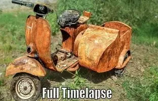 تعمیر و احیای موتورسیکلت کلاسیک وسپا + ویدئو