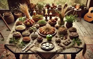 راهنمای سفره هفت سین ۱۴۰۴؛  چیدمان سفره هفت سین به سبک روستیک