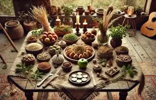 راهنمای سفره هفت سین ۱۴۰۴؛  چیدمان سفره هفت سین به سبک روستیک