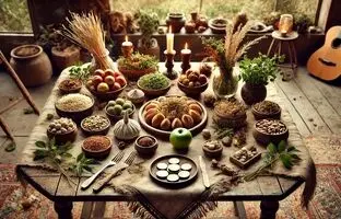 راهنمای سفره هفت سین ۱۴۰۴؛  چیدمان سفره هفت سین به سبک روستیک
