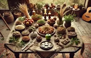 راهنمای سفره هفت سین ۱۴۰۴؛  چیدمان سفره هفت سین به سبک روستیک