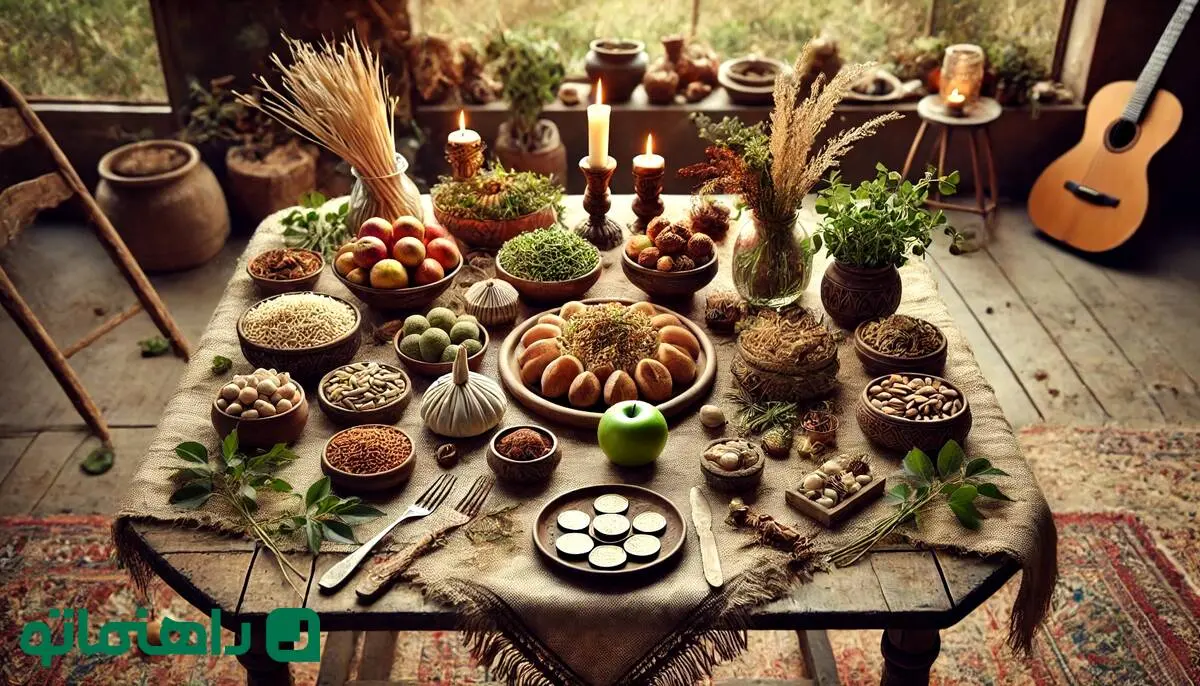 راهنمای سفره هفت سین ۱۴۰۴؛  چیدمان سفره هفت سین به سبک روستیک
