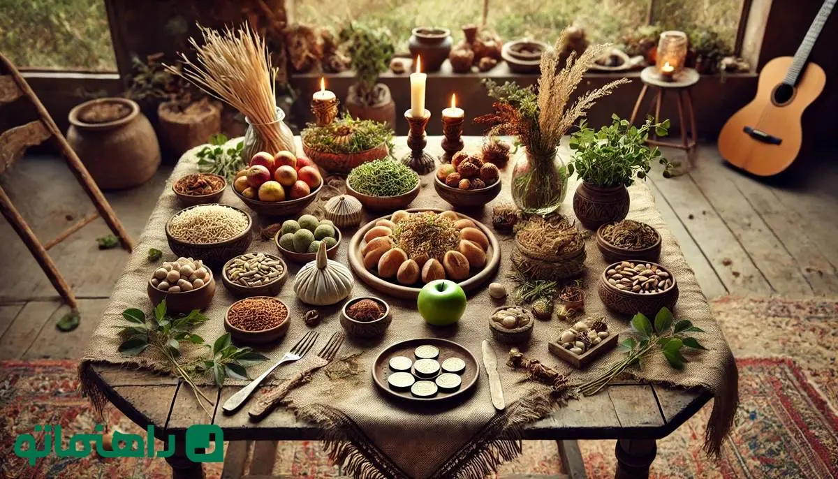 راهنمای سفره هفت سین ۱۴۰۴؛  چیدمان سفره هفت سین به سبک روستیک
