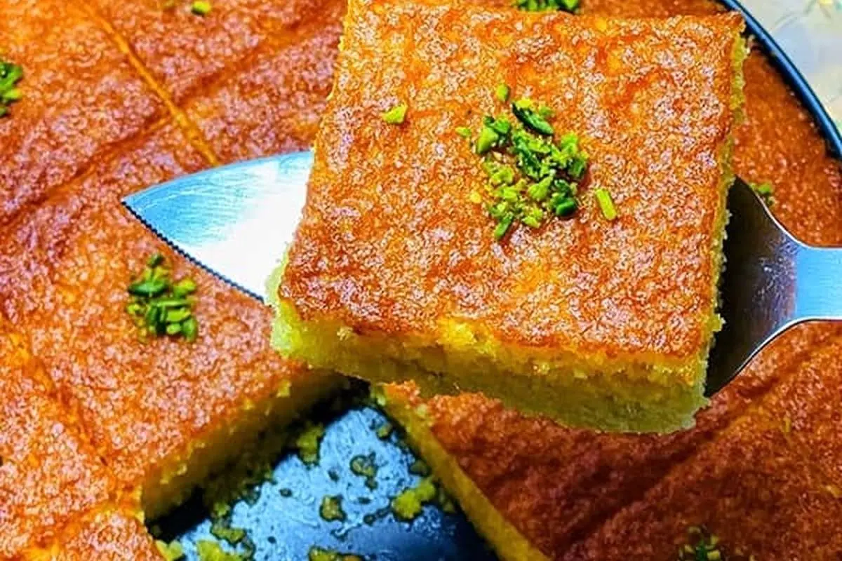 طرز تهیه بسبوسه کرم‌دار، دسر خوشمزه عربی