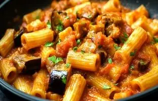 طرز تهیه یک پاستای خوشمزه با بادمجان توسط آشپز مشهور ایتالیایی + ویدئو