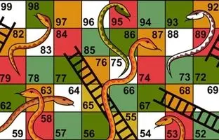 تصویری از یک صفحه‌ی بازی مار و پله/هند، سال 1895 