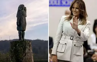  سرقت مجسمه ملانیا ترامپ از زادگاهش + ویدئو