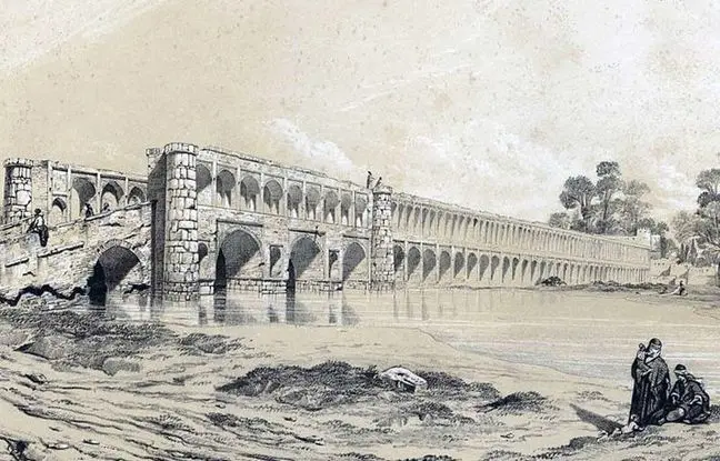 یکی از قدیمی‌ترین عکس‌های سی و سه پل؛ 150 سال قبل