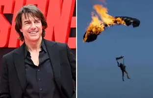 تام کروز با ۱۶ پرش با چتر نجات آتشین رکورد گینس را شکست + ویدئو