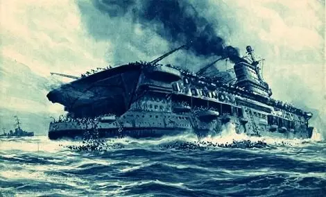 (عکس) اولین ناو هواپیمابر غرق شده در جنگ