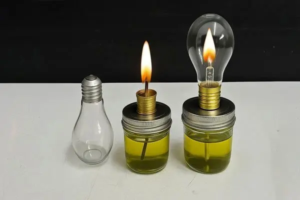 یک ایده ساده برای ساخت یک چراغ نفتی با لامپ سوخته + ویدئو