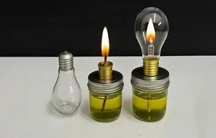 یک ایده ساده برای ساخت یک چراغ نفتی با لامپ سوخته + ویدئو