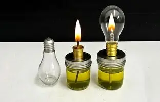 یک ایده ساده برای ساخت یک چراغ نفتی با لامپ سوخته + ویدئو