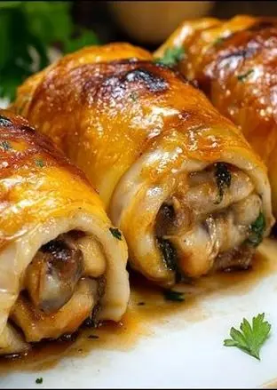 طرز تهیه یک غذای ایتالیایی جدید با 6 ران مرغ شکم پر و قارچ + ویدئو