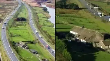 زندگی در خانه‌ای که وسط آزادراه قرار دارد + عکس