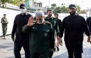  حضور سردار قاآنی در مراسم تشییع شهدای تهران + ویدئو