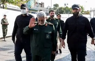  حضور سردار قاآنی در مراسم تشییع شهدای تهران + ویدئو