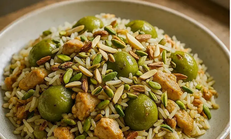  خوشمزه بپزید؛ طرز تهیه گوجه سبز پلو